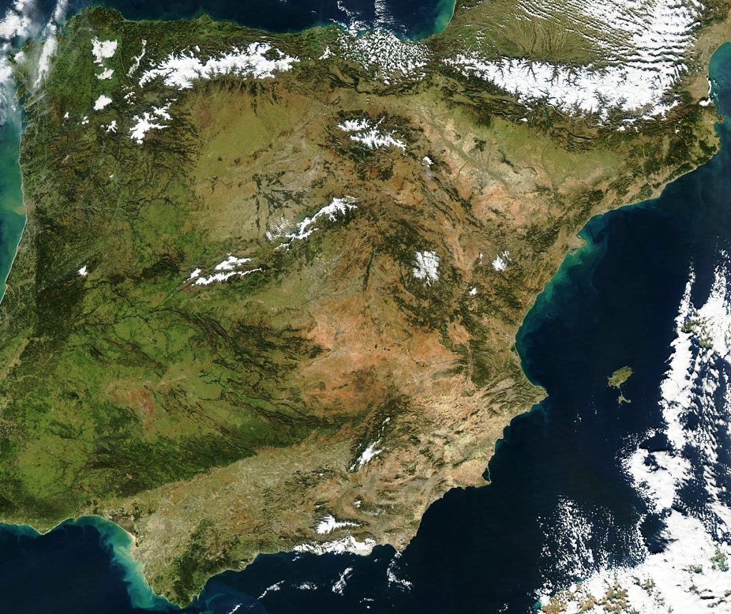 Mapa de España desde satélite en enero de 2013. Por Jacques Descloitres, MODIS Rapid Response Team, NASA/GSFC