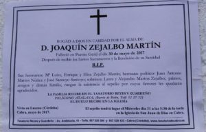 Joaquín Zejalbo Martin, ha fallecido repentinamente.